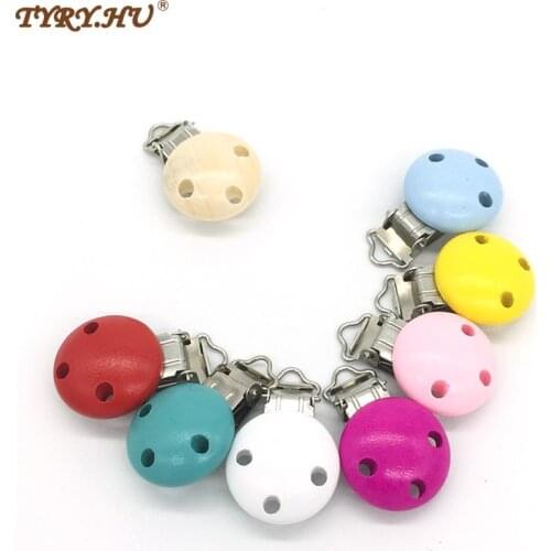 TYRY.HU 1pc Round Shaped Wood Pacifier Clip Baby Teether Wooden Clips teething Accessories Clip Clasps Toy DIY Bead Tool