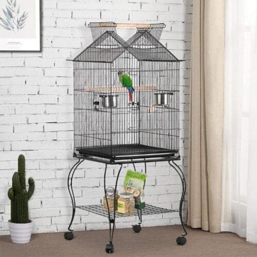 Oversea Stock!!!rotating 4 Casters Parrot Bird Cage Outdoor Indoor Bird Nest Cockatiel Canary Love Bird Iron Wire Cage HWC