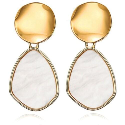 Vintage Geometric Drop Earring For Women Round Heart Gold Color Fashion Drop Earrings Gift For Friend
