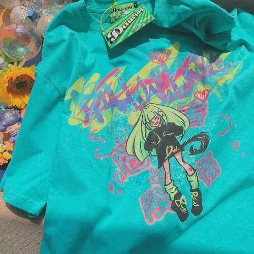 Korean Clothes Vintage Ins Harajuku Tee Print Casual Dropshipping Ulzzang Gothic Hip Hop Top Short Sleeve Women Tshirt Punk