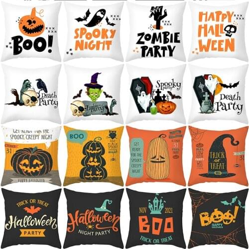 Halloween Pillow Case Pumpkin Evil Smiley Pillow Cover Bedside Throw Pillow Cover Sofa Decoration 45x45cm