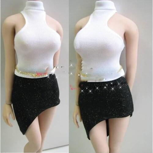1/6 Female Figure Accessory Sexy clothes white slim vest with black dress suit model for 12'' girl woman young Action Figure