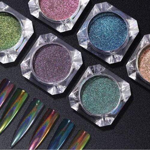MYBORMULA 1 Box 0.3g Peacock Rainbow Nail Glitter Powder Holographic Laser Glitters Chrome Dust Manicure Nail Art Decorations