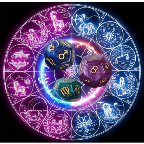 12 Sided Dice Entertainment 3PCS Divination Dice For Constellation Divination Polyhedral Horoscope Astrology Dice Game Sieve