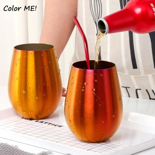 2PCS 500ML Stainless Steel Beer Cups With Drinking Straw Gold Metal Tumbler Coffee Beer Cocktail Drinking Mugs Cup Drinkware
