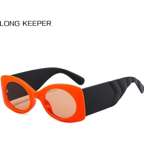 2021 Fashion Oval Sunglasses Women Brand Designer Colorful Thick Frame Sun Glasses Men Retro Wide Legs Eyewear Shades UV400