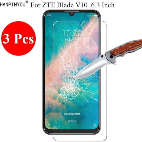 3 Pcs/Lot New 9H 2.5D Tempered Glass Screen Protector For ZTE Blade V10 6.3" Protective Film + Clean Tools