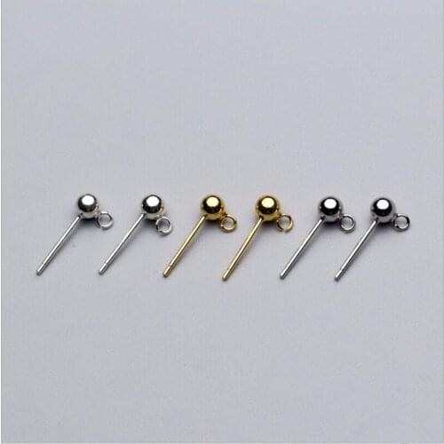 50pcs Ear Nail Earbud Metal Hanging Ball Stud Earring Earplugs FindinDgs for IY Jewelry Making Earrings Accessories Z629