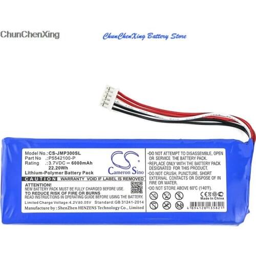 Cameron Sino 6000mAh Battery P5542100-P for JBL 2017DJ1714, APJBLPUESE3, Pulse 3
