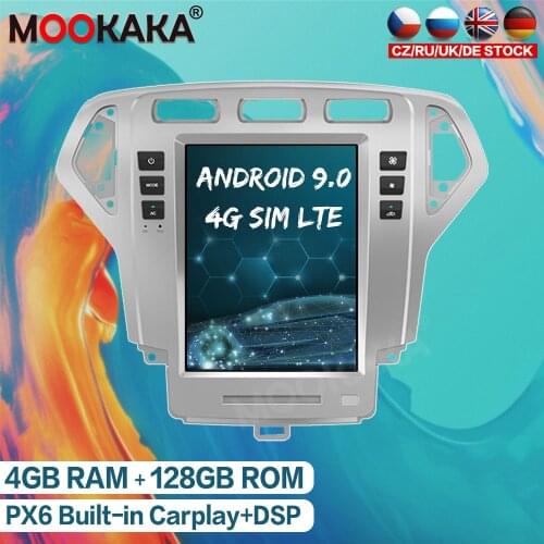 Android 9.0 128GB Tesla Style Car GPS Navigation Auto Radio For Ford Mondeo Fusion MK4 2007-2010 Vertical Screen Audio Head Unit