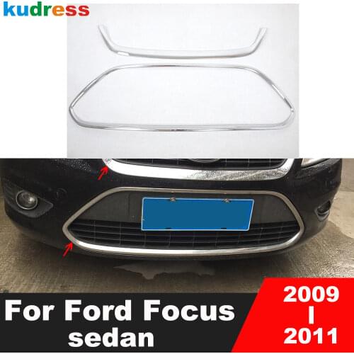 For Ford Focus Sedan 2009 2010 2011 ABS Chrome Car Front Grill Grille Frame Trim Cover Molding Strip Car Styling Accessories