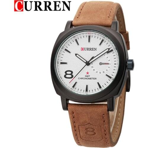 CURREN Casual Men Chronograph Watch Mens Quartz Watch Man Sport Watches Genuine Leather Strap Waterproof Clock Male Wrist Watch