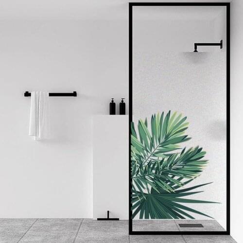 Custom Size Decorative Window Films Privacy Stickers Plant Print Window Frosting Films For Bathroom Kitchen Living Room Bedroom