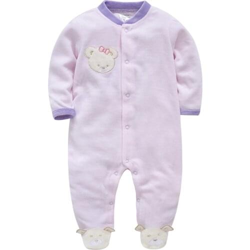 Kavkas Baby Girls Clothes Long Sleeve Cotton Winter Warm Romper Bear Solid Newborn Cute Baby Clothing Boy Girl Pajamas