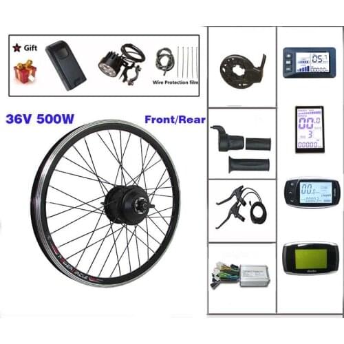 Electric Bike Conversion Kit 36V 500W hub Motor 16-28/29 inch 700c Front Rear wheel with LCD Display E-bike Kit No Tax