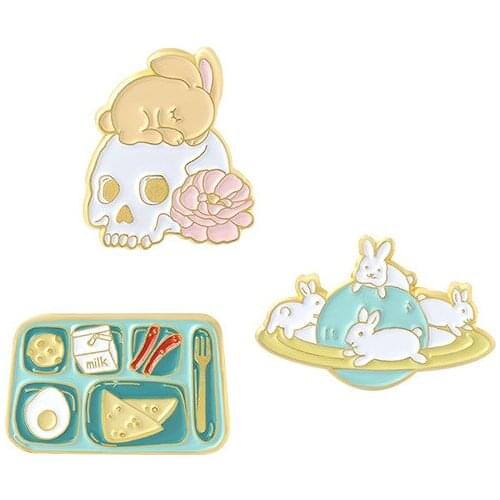 Anime Skull Lapel Pins Flower Enamel Badges Fashion Cartoons Metal Brooches For Women Decorative Brooch Hijab Pins On Backpack