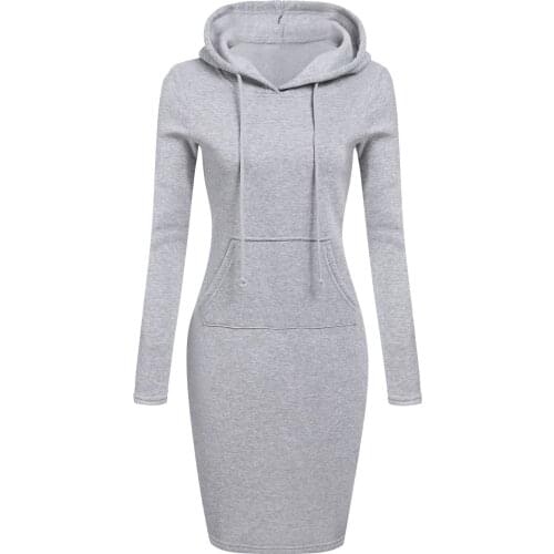 European and American Autumn and Winter New Sports Casual Womens Wear With Hat Collar Long-Sleeved Cotton Dress