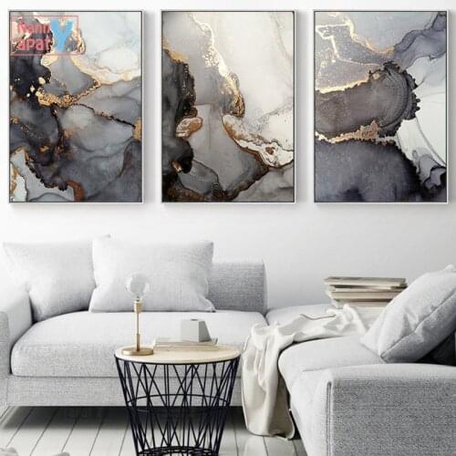 Watercolors Picture Home Decor Wall Art Minimalist Posters and Prints for Living Room Abstract Golden Luxury Canvas Painting