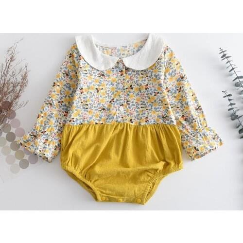 Baby Girls Rompers 2021 New Spring Autumn Newborn Baby Flowers Patchwork Jumpsuit Infant Long Sleeve One-piece Clothes