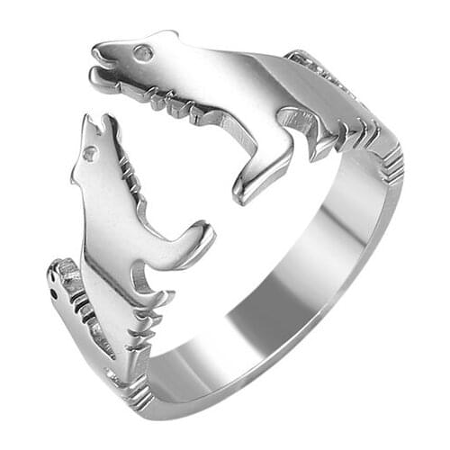 Mother&Daughters Wolf Ring Spirit Animal Howling Wolf Ring Jewelry Gift for Wolf Lovers Girl Women YLQ6397