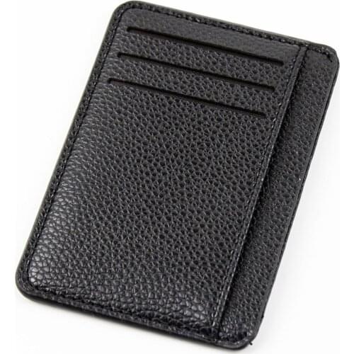 Fashion Men Ultra-thin Multifunctional Card Holder PU Leather 6 Cards Slot Black Male Mini Wallet Mens Gifts Tarjetero Hombre