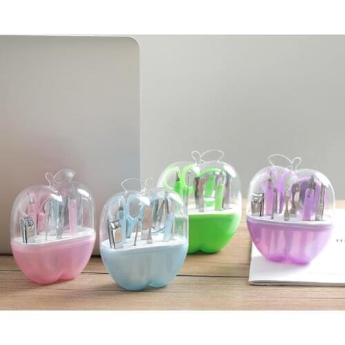 Stainless Steel Apple Shaped Nail Kit Manicure Set Pedicure Scissor Tools Bridal Shower Wedding Favors Party Gifts SN3088