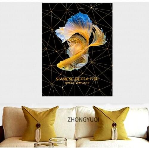 Nordic Koi Fish Carp Print on Canvas Painting Wall Art Picture Luxury Tropical Goldfish Gold Abstract Poster Home Decor Cuadros