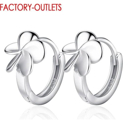 Genuine 925 sterling Silver Circle Earrings Flower Patter Hoop Earrings For Women Christmas Jewelry Accessory