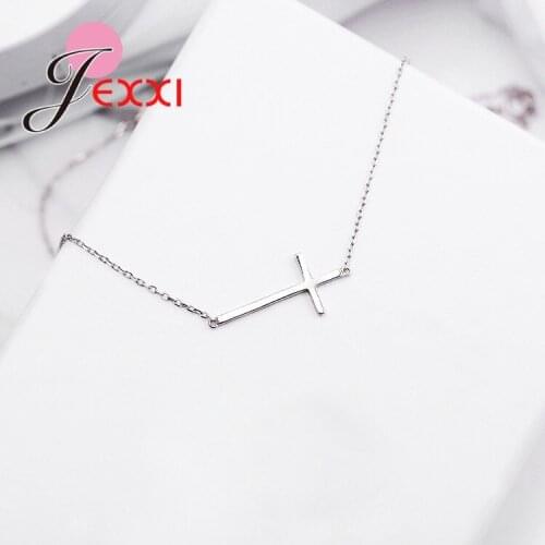 Big Sale Genuine 925 Sterling Crossing Shape Pendant Necklace For Women Girls Shiny Wedding Birthday Fashion Jewelry Accessory