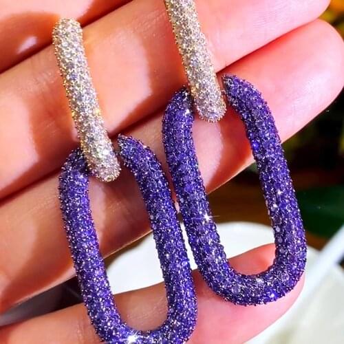 SORAMOORE Luxury Sparkling Elegant Oval Drop Earrings Full Micro Cubic Zirconia Pave Women Bridal Engagement Jewelry Addiction