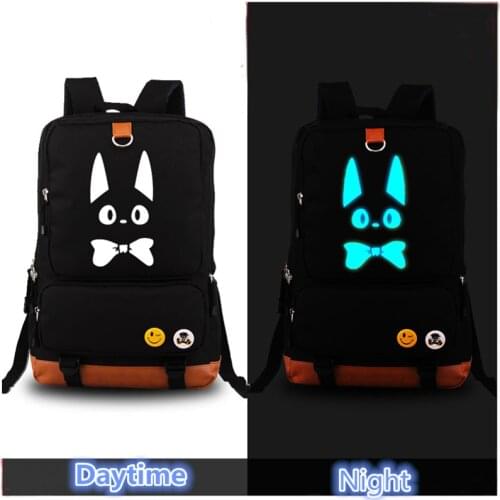 Laptop Backpack Kikis Delivery Service Black Cat Luminous Military Printing Backpack Canvas Women School Bags for Teenagers