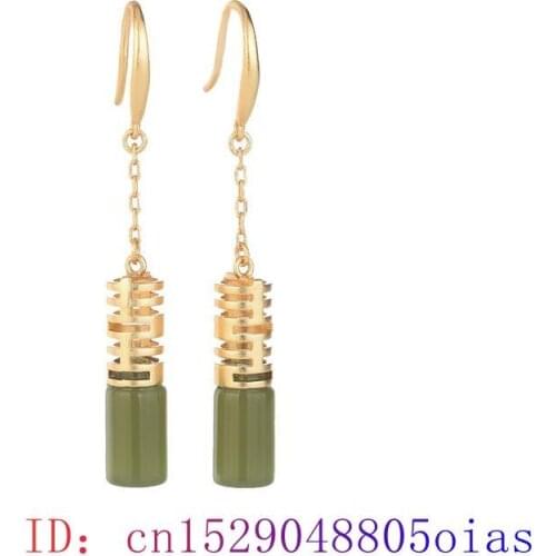 Green Jade Earrings Fashion Charm Zircon 925 Silver Crystal Women Gemstone Jewelry Gifts Natural Amulet Chalcedony