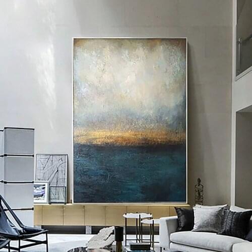 Handmade Modern Abstract Oil Painting On Canvas Landscape Gold Painted Picture For Home Office Decor Artwork Paintings Unframed
