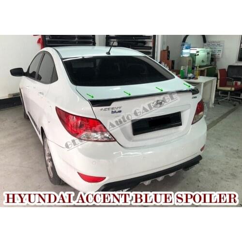 For Hyundai Accent Blue Spoiler 2011-2021 Auto Accessory Universal Spoilers Car Antenna Car Styling Diffüser Flap Splitter Black