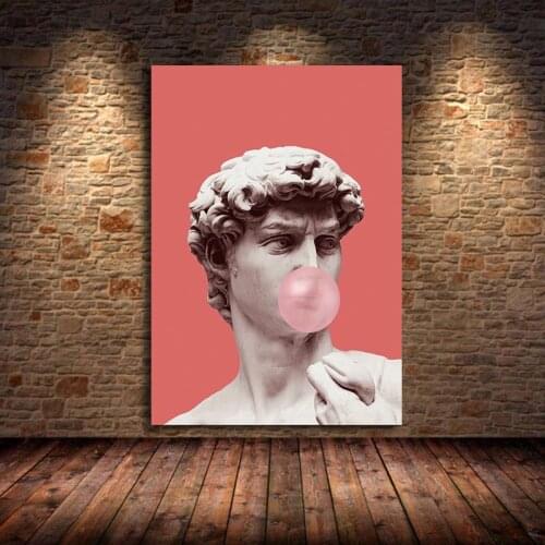 Vaporwave David statue funny art portrait Home Kids living Room Print Poster Picture Painting Bedroom Decor Wall Art Unframed