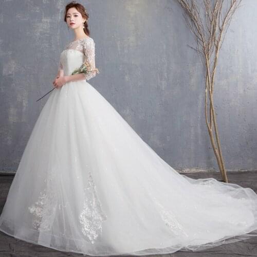 Train Wedding Dress Lace Up New Bride Luxury Wedding Dresses Embroidery Tail Dresses