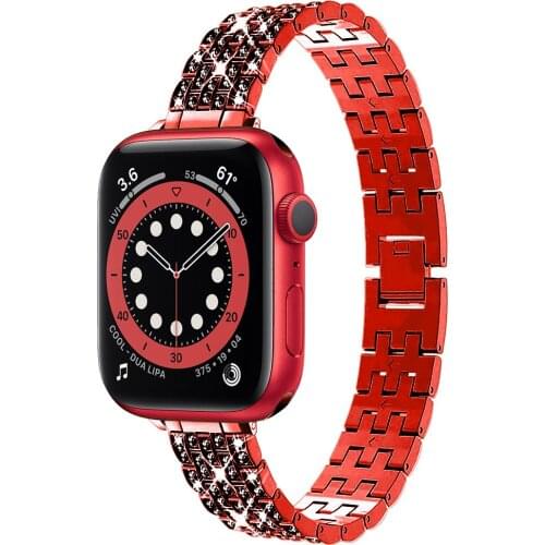 Thin Watchbands For Apple Watch 6 Band 44mm SE Strap 40mm Bling Metal Bracelet For Applewatch 3 42mm 38mm iWatch 5 4 Bands