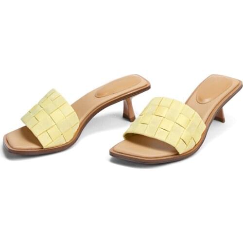 High Heels Ladies Summer Sandals Vogue Woven Breathable Open Toe Sexy Women Party Wedding Shoes Slip on Sandalias
