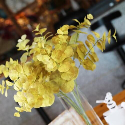 1PC Artificial Leaves Branch Retro Silk Eucalyptus Leaf for Home Decor Christmas Plants Faux Fabric Foliage Room Decoration 94cm