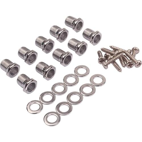 10Pcs Hex Threaded Bushing Ferrules Mounting Screw for Ukulele Guitar Tuning Peg Tuner Machine Heads