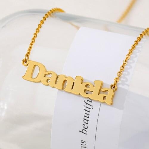 Personality Lady Nameplate Necklace Gold Custom Name Necklace Glamour Stainless Steel Gold Ornament Christmas Gift Colar