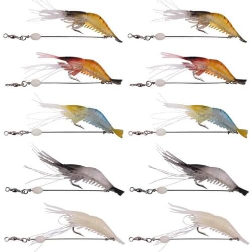 10PCS/20PCS Shrimp lure Set Soft Silicone Shrimp Jig Fishing Lures Luminous Soft Artificial bait with Sharp Hook for Bass Trout