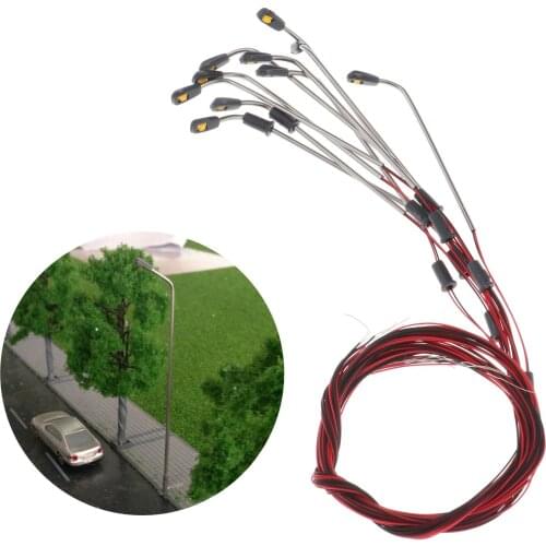 10PCS Miniature Model Railway Scenery LED Light Garden Micro Landscape 3V Lamppost Diorama Accessory 1:300