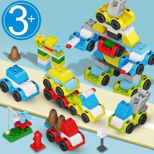 119pcs Changeable Building Block Toy Assembly Bricks Car Transform Robot Toys DIY 3-6 Years Old Girls Boys Educational Gift