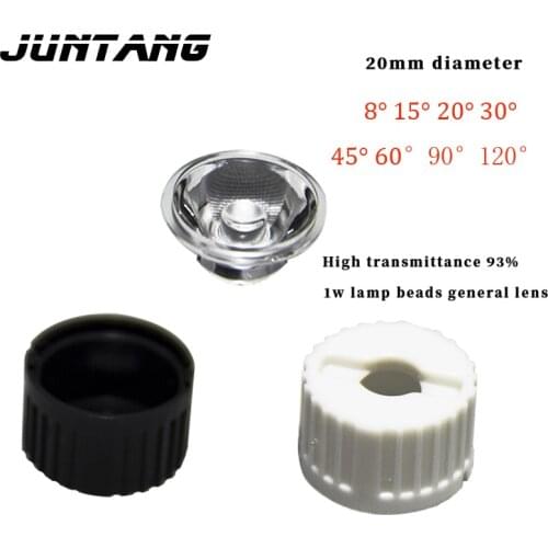 50pcs LED lens 1W3W lumens lamp beads general lens outer diameter 20mm black and white with two-leg holder 8 ° ~ 120