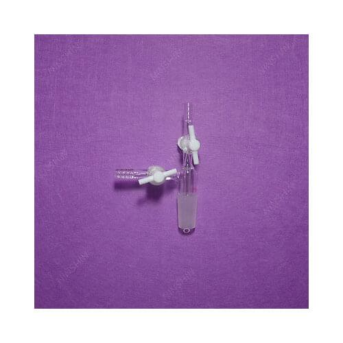 24/40,Glass Vacuum Transfer Adapter,Two PTFE Stopcock,Lab Chemistry Glassware