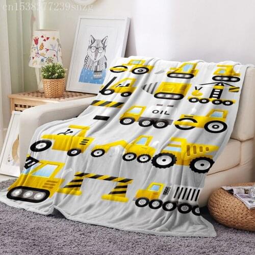 3d Printing Construction Site Toy Car Throw Blanket Flannel Blanket Sheet Cover Sofa Office Air Conditioning Yoga Nap Blanket