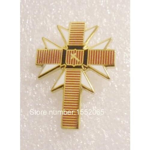 Free Shipping 10pcs Cross Masonic Lapel Pin Badge