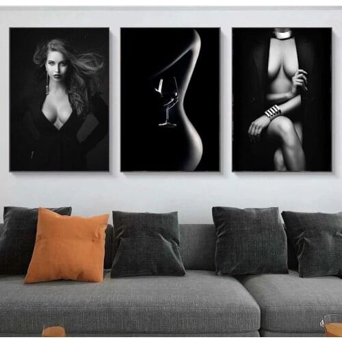 Black and White Sexy Naked Africa Women Canvas Paintings Posters and Prints Wall Art Pictures for Living Room Wall Decor Cuadros