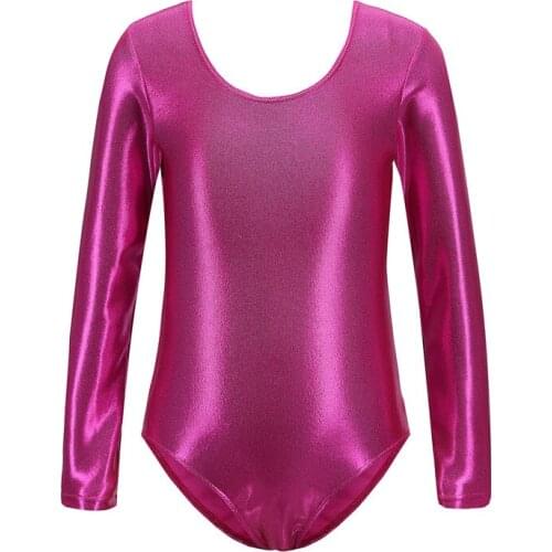 New Style Child Ballet Leotard Bronzing Long Sleeve Leotard Gymnastics Ballet Latin Dance Practice Cothes Kid Competition Suit